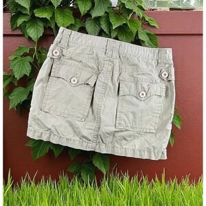 Anoname Denim Hiking Skirt Women 28 Cargo Camp Flap Pocket Outdoors Beige Cottag